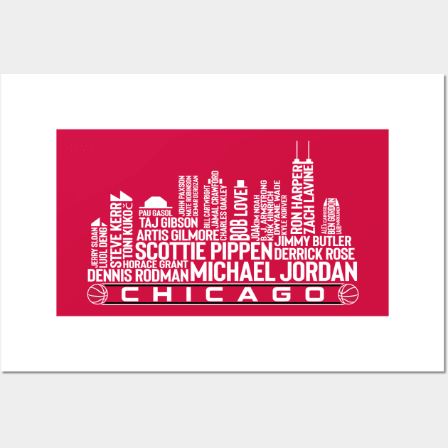 Chicago Basketball Team All Time Legends, Chicago City Skyline Wall Art by Legend Skyline